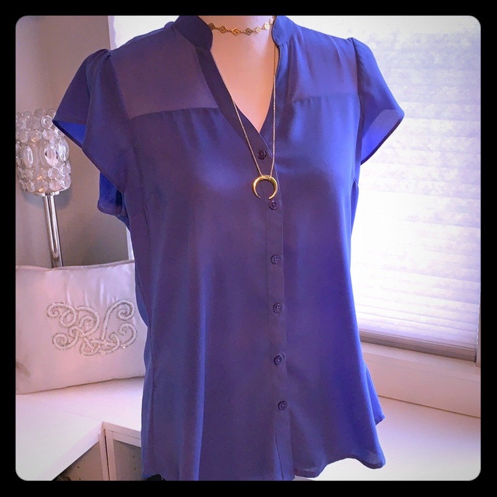 Flutter Sleeve Blouse Periwinkle Purple - Medium